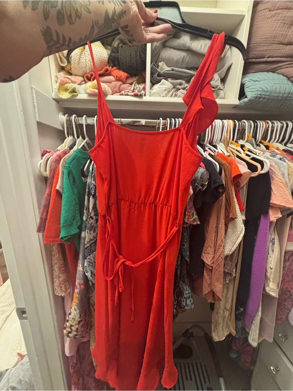 H&M Red Ruffled Wrap Slip Dress - Picture 4 of 5